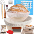 Round & Oval Proofing Baskets with Lame Whisk Dough Scraper, 100% Natural Rattan Cane U30664