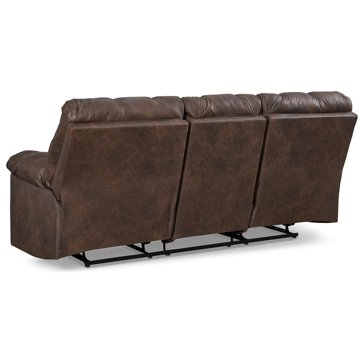 90 Inch Reclining Sofa with Drop Down Table and 2 Cup Holder, Dark Brown S167