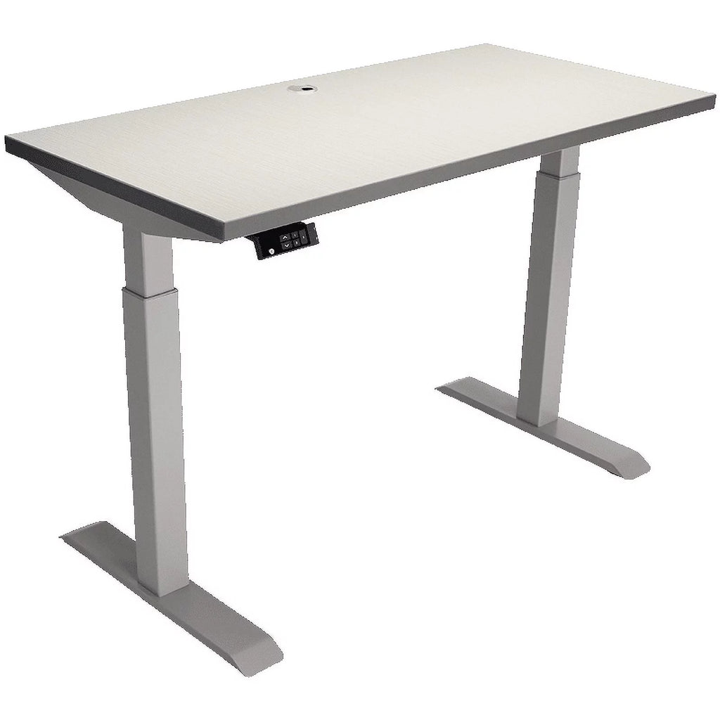 Electric Height Adjustable Desk 48"x24" Brushed Silver Frame Grey Top Y500147