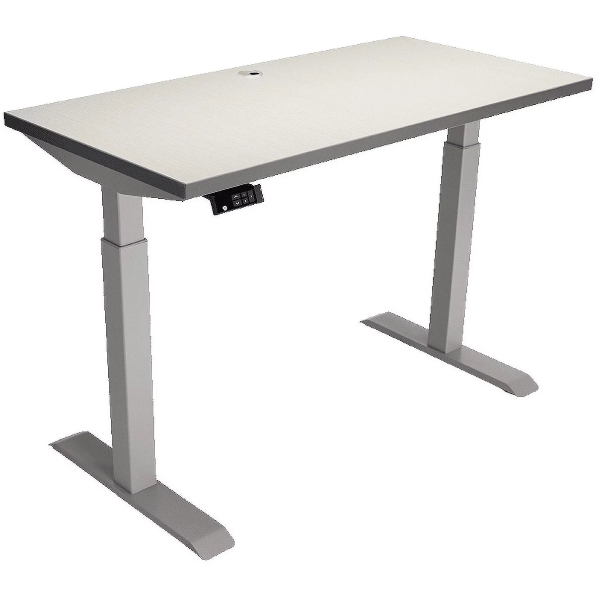 Electric Height Adjustable Desk 48"x24" Brushed Silver Frame Grey Top Y500147