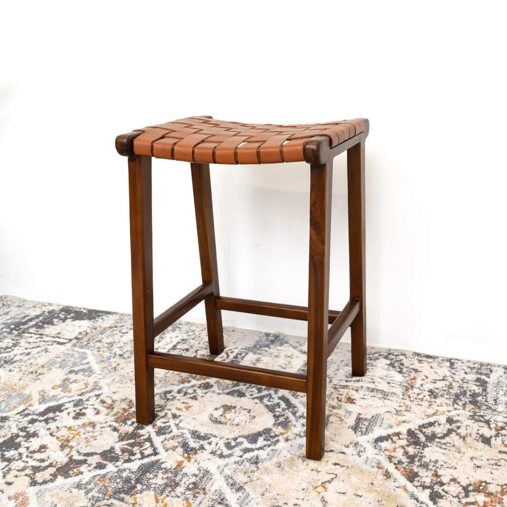 Tan Genuine Leather Counter Stool U25458