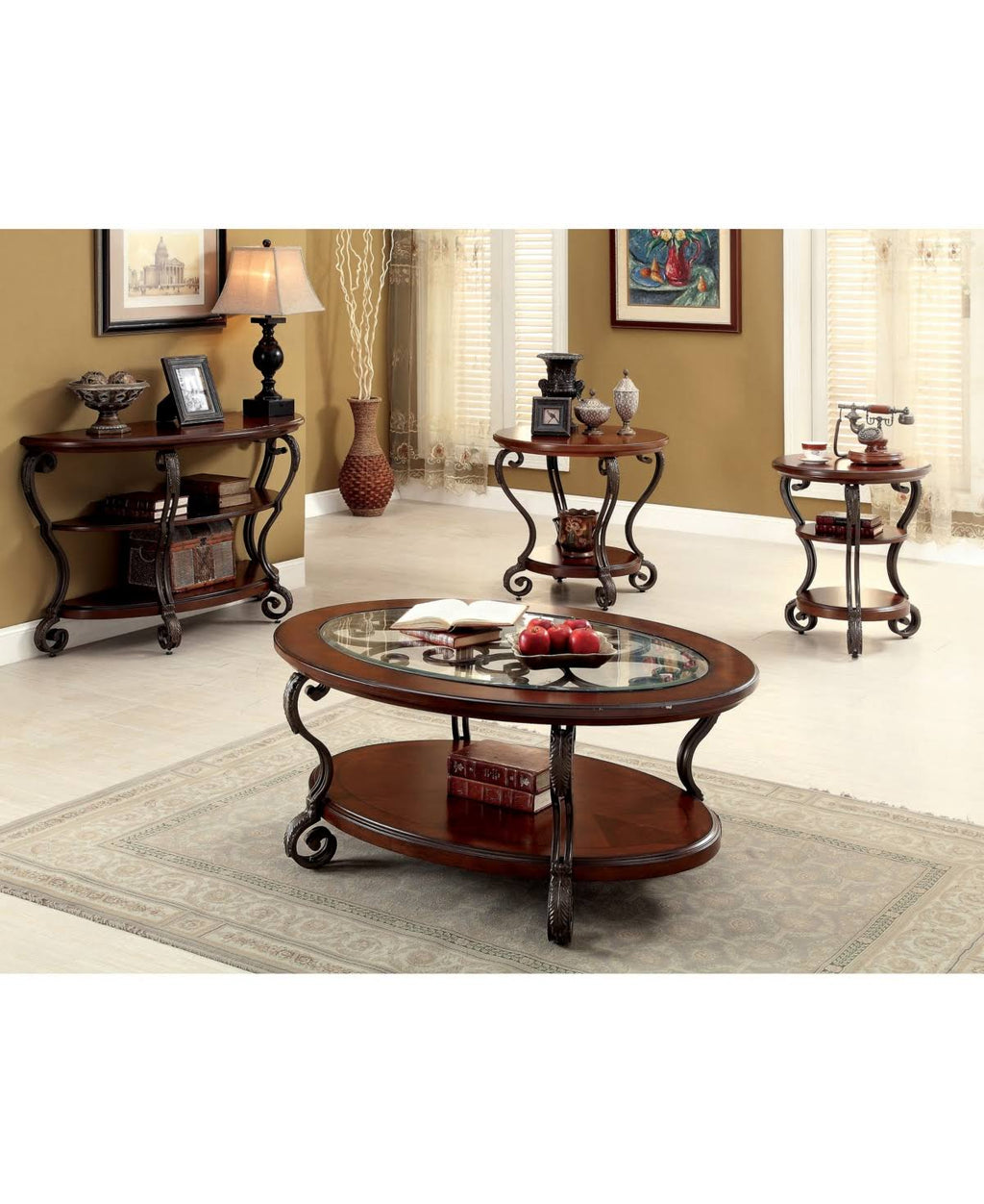 Brown Scrolled Leg End Table Y792672