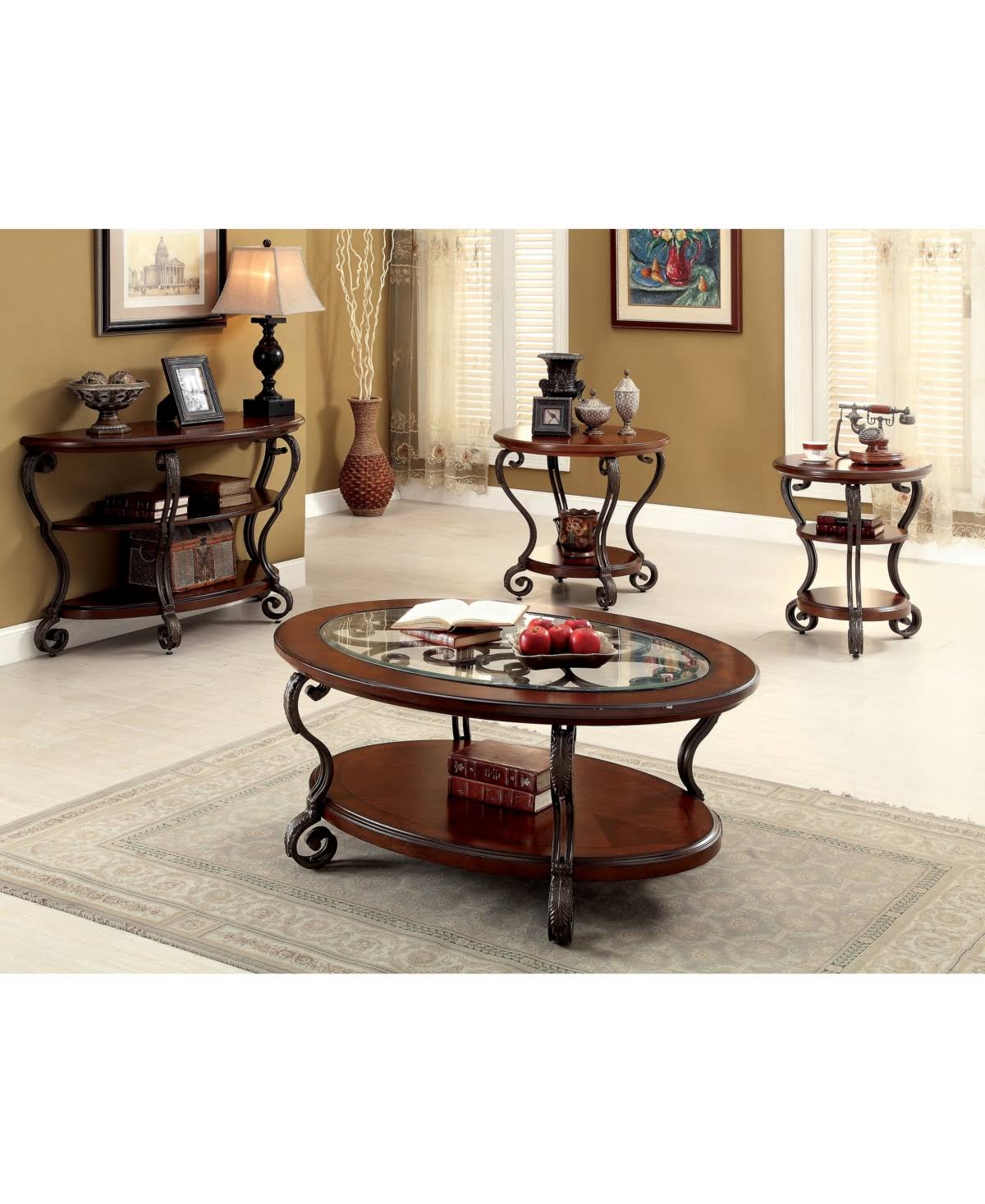 Brown Scrolled Leg End Table Y792672