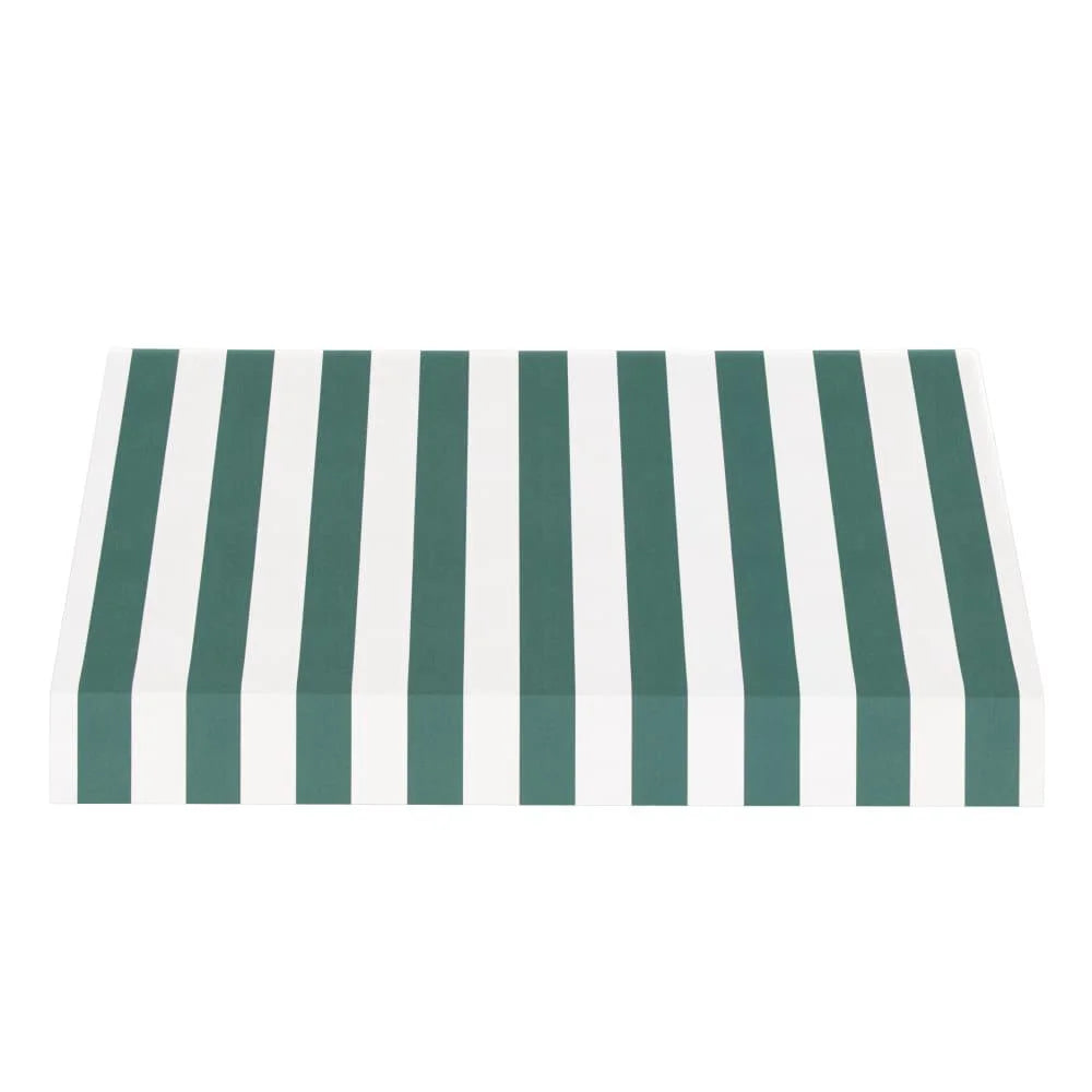 5.375 ft Fixed Awning Acrylic Fabric, Forest/White Stripe Q685