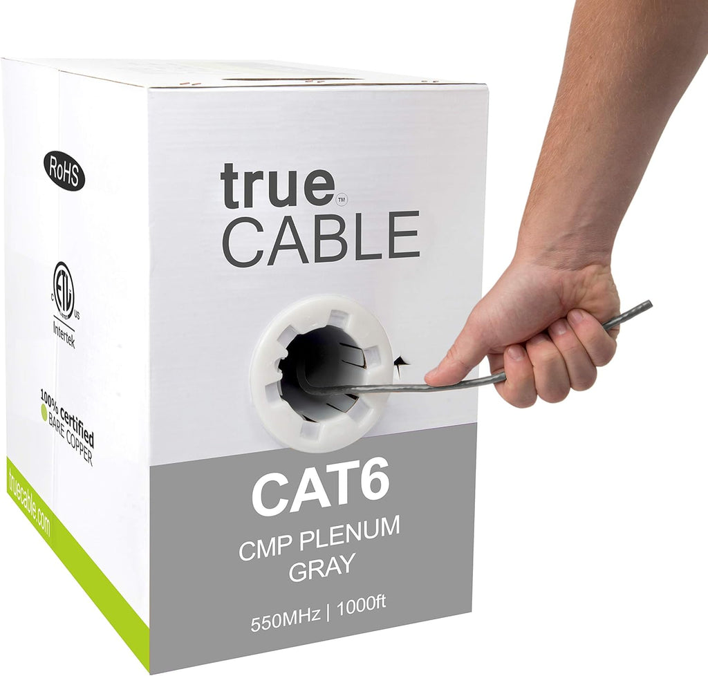 White 1000ft Cat6 Plenum Bare Copper Ethernet Cable C6396