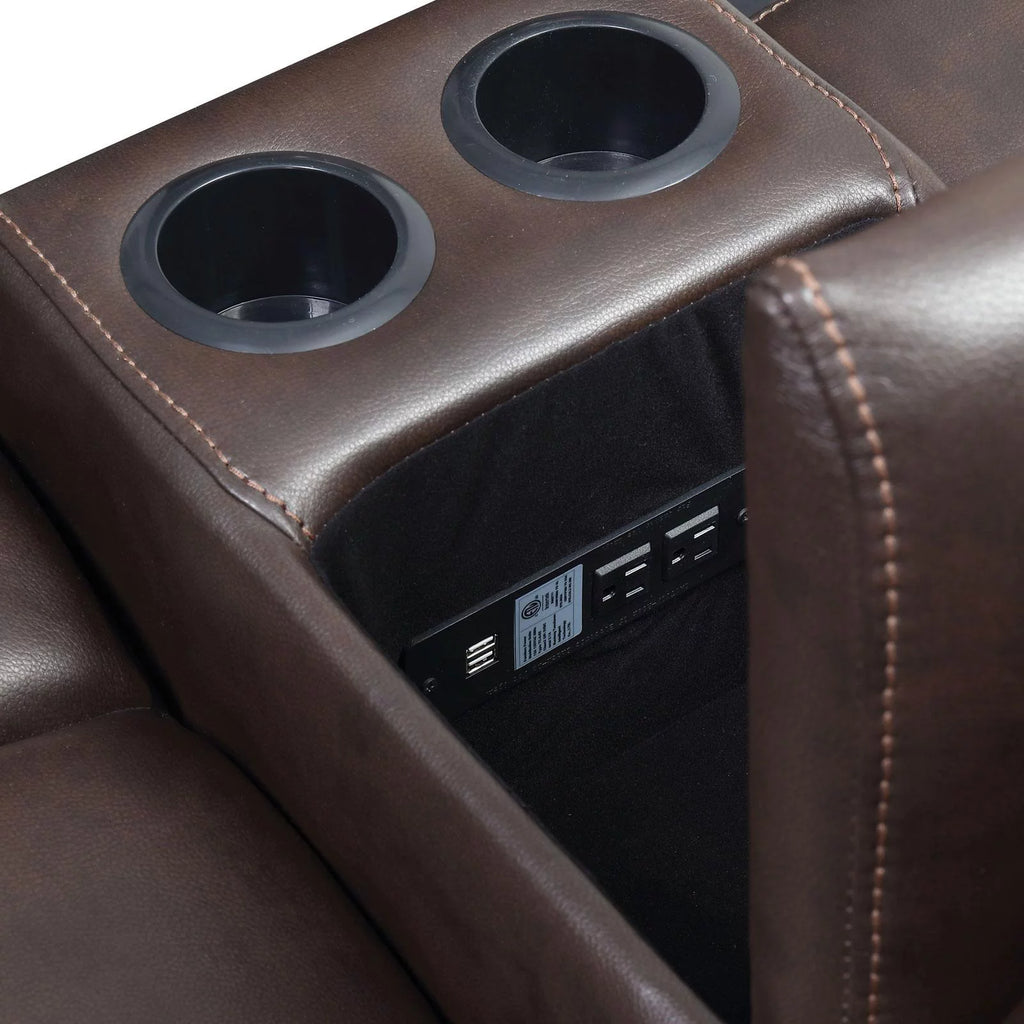 Brown Faux Leather Upholstery Sofa T6227