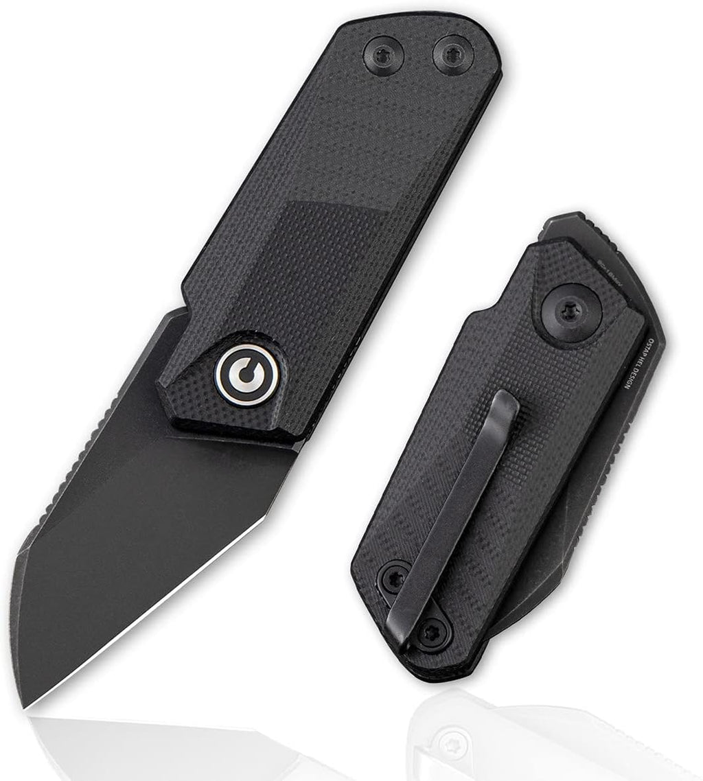 Black Front Flipper Pocket Knife with Deep Carry Pocket Clip V108