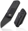 Black Front Flipper Pocket Knife with Deep Carry Pocket Clip V108
