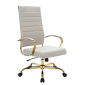Tan Leather Swivel Office Chair with Gold Frame J763