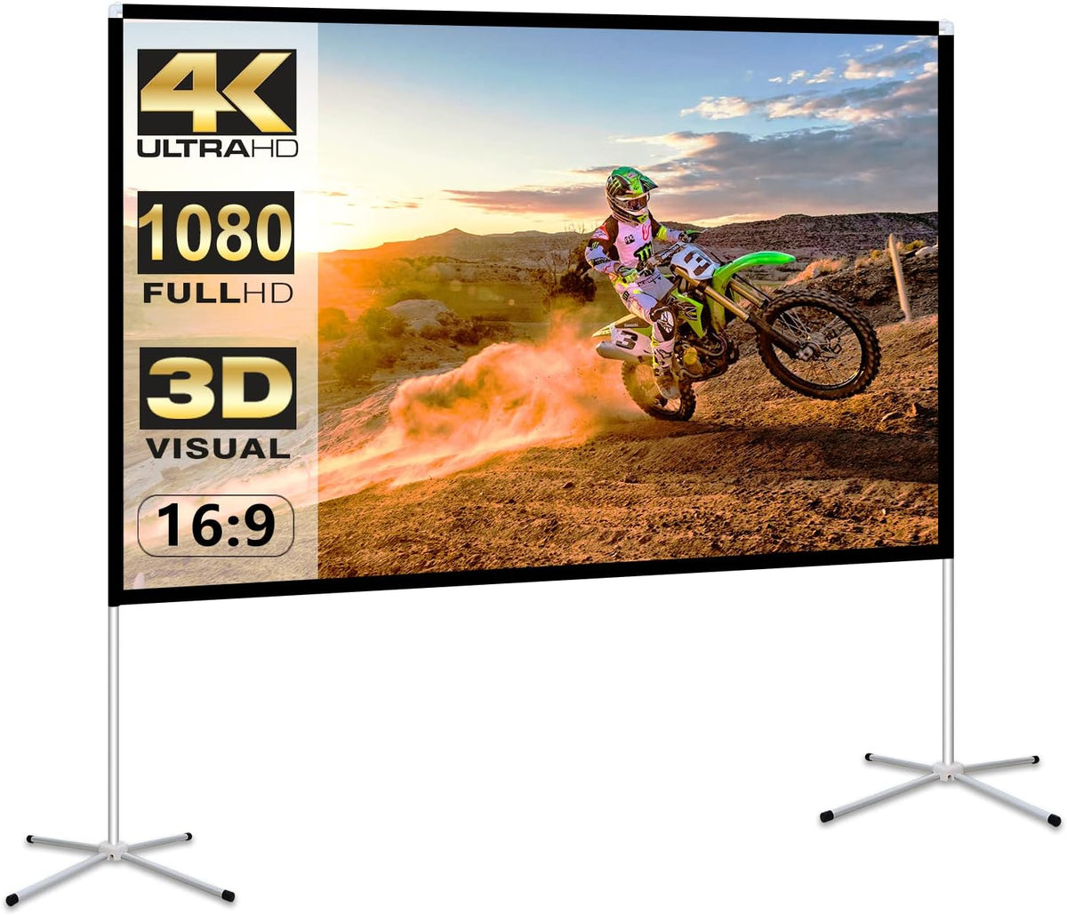 100 Inch 16:9 Portable Projector Screen with Stand and Carry Bag P87063