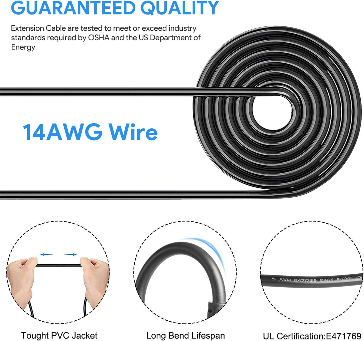 Extension Cable 10FT 3M DC 8.0mm Connector D33507