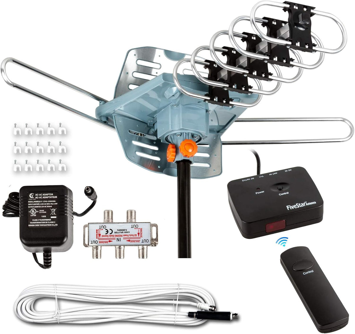 Amplified Digital Outdoor Antenna 150 Miles Range 360 Degree Rotation X2620