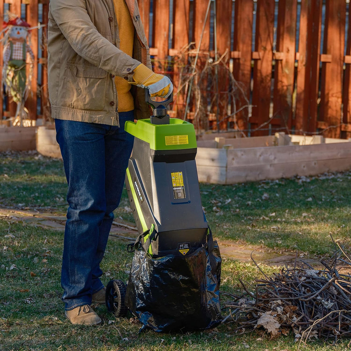 15-Amp Electric Corded Chipper/Shredder with Collection Bag E317569
