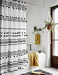 72x72 Black and White Fabric Shower Curtain with Hooks R609097