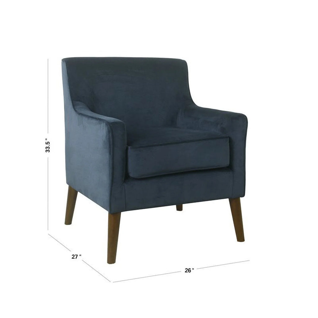 Modern Wood and Velvet Accent Chair in Blue J71205