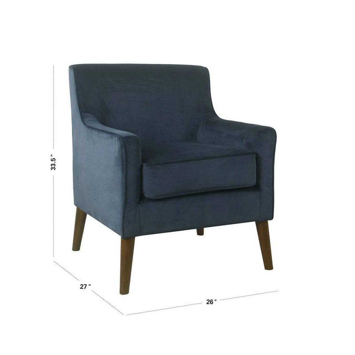 Modern Wood and Velvet Accent Chair in Blue J71205