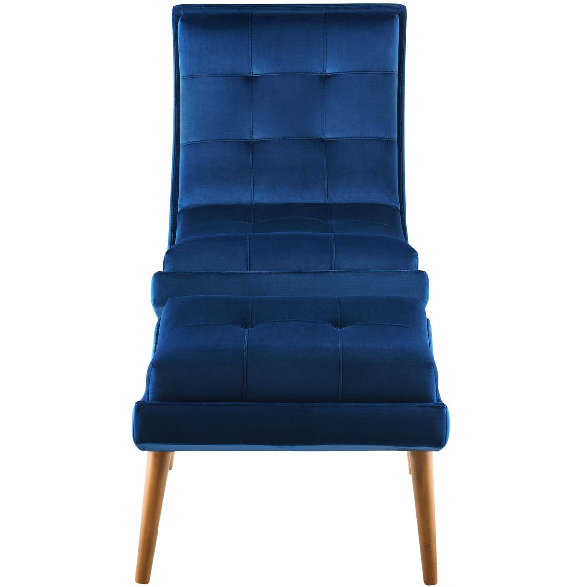 Navy Blue Velvet Accent Side Chair and Ottoman M466