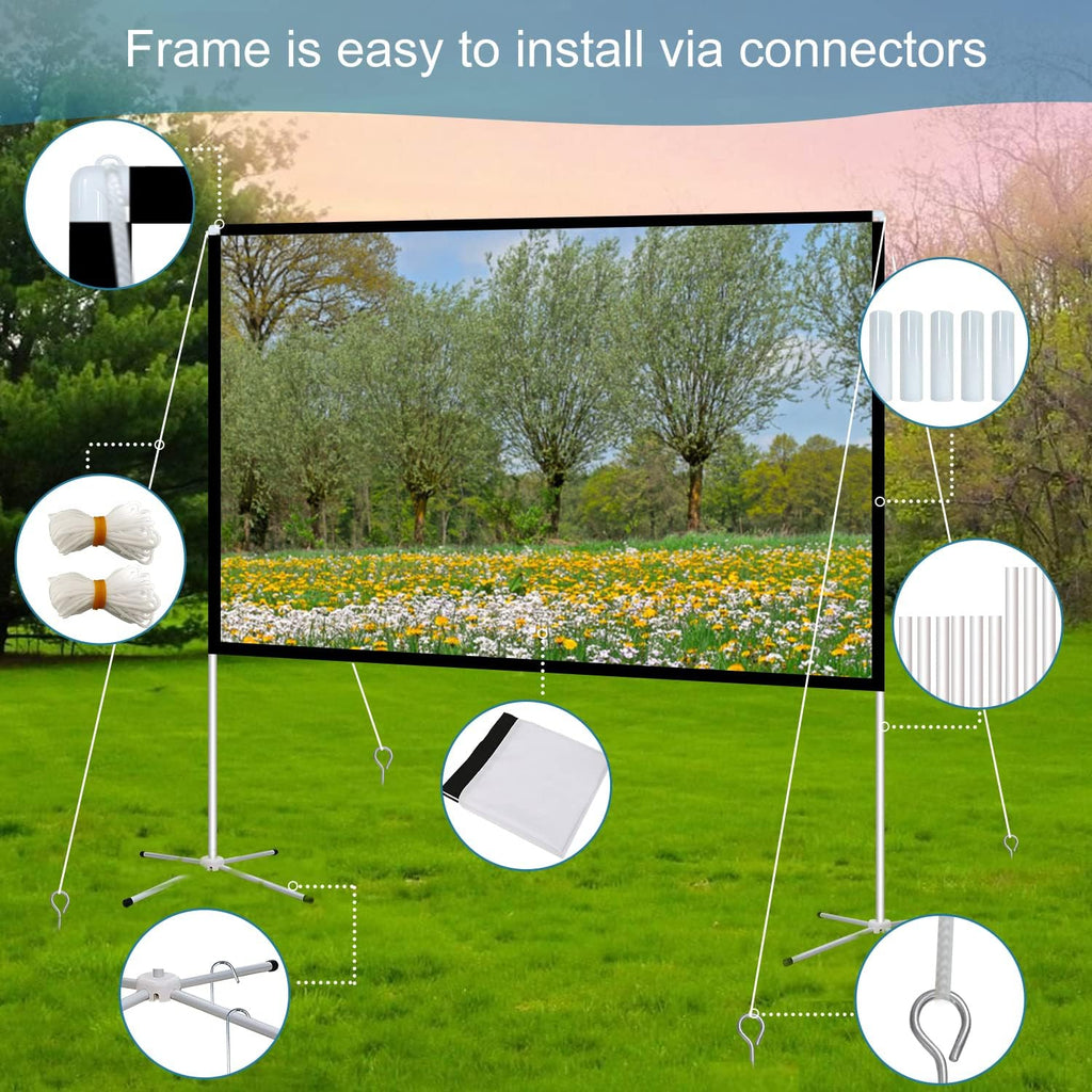 100 Inch 16:9 Portable Projector Screen with Stand and Carry Bag P87063
