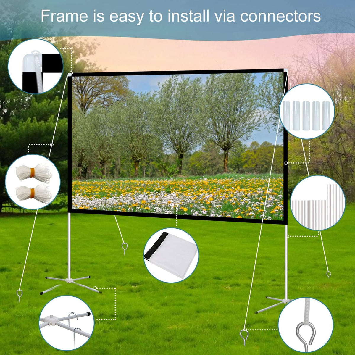 100 Inch 16:9 Portable Projector Screen with Stand and Carry Bag P87063