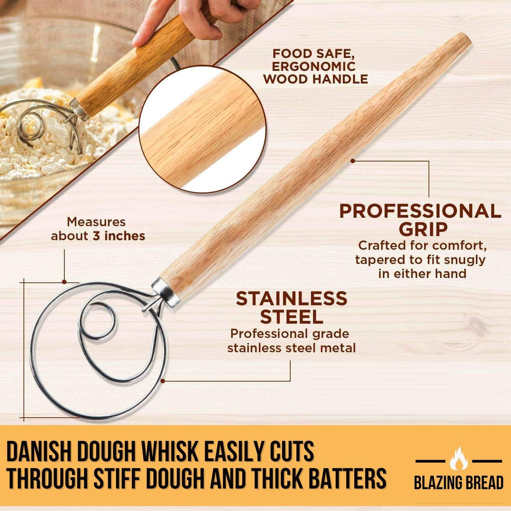Round & Oval Proofing Baskets with Lame Whisk Dough Scraper, 100% Natural Rattan Cane U30664
