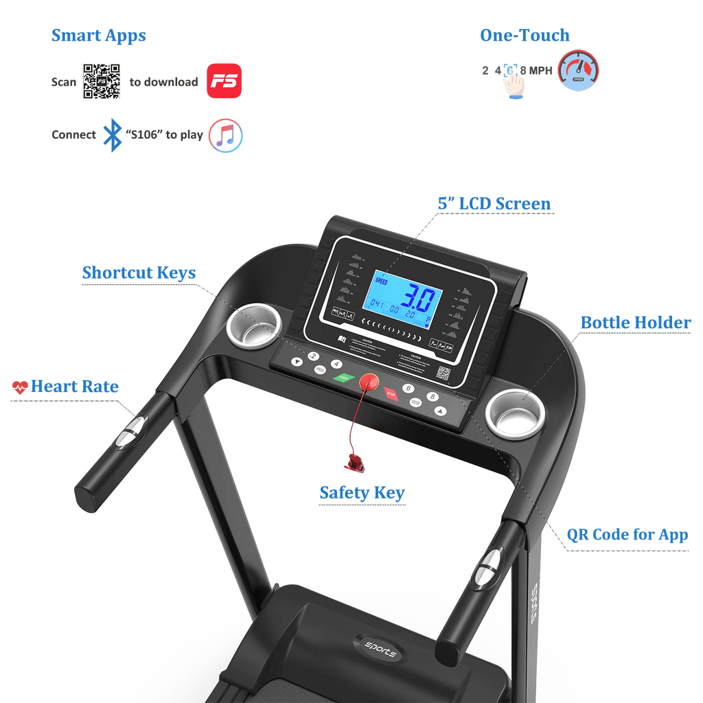 Foldable Treadmill 5 LCD Screen 250 lb Capacity with Bluetooth Z104854