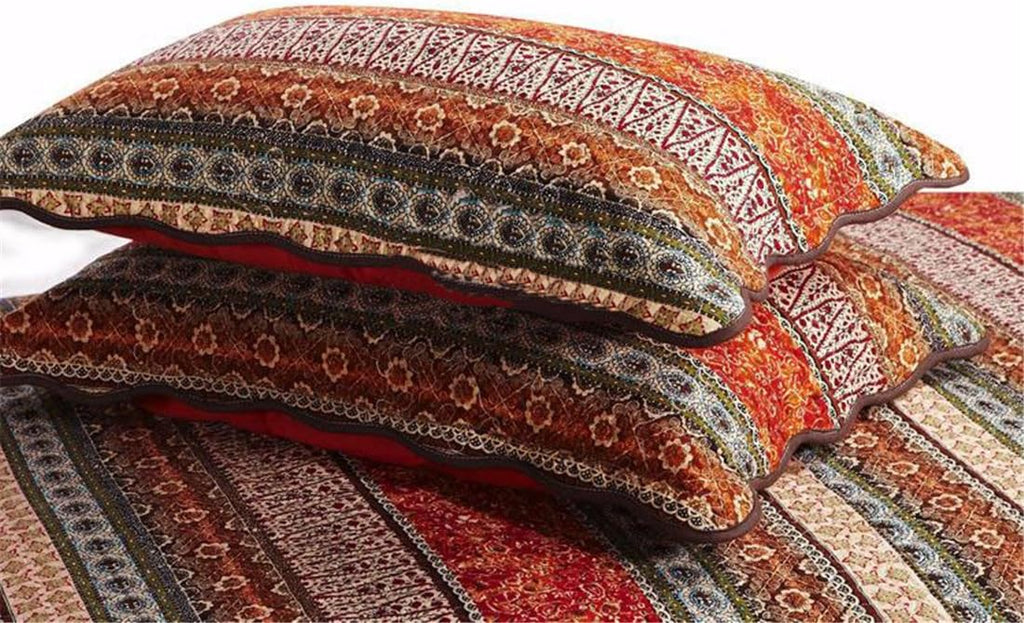 Striped Cotton 3-Piece Patchwork Bedspread Quilt Set Queen G614
