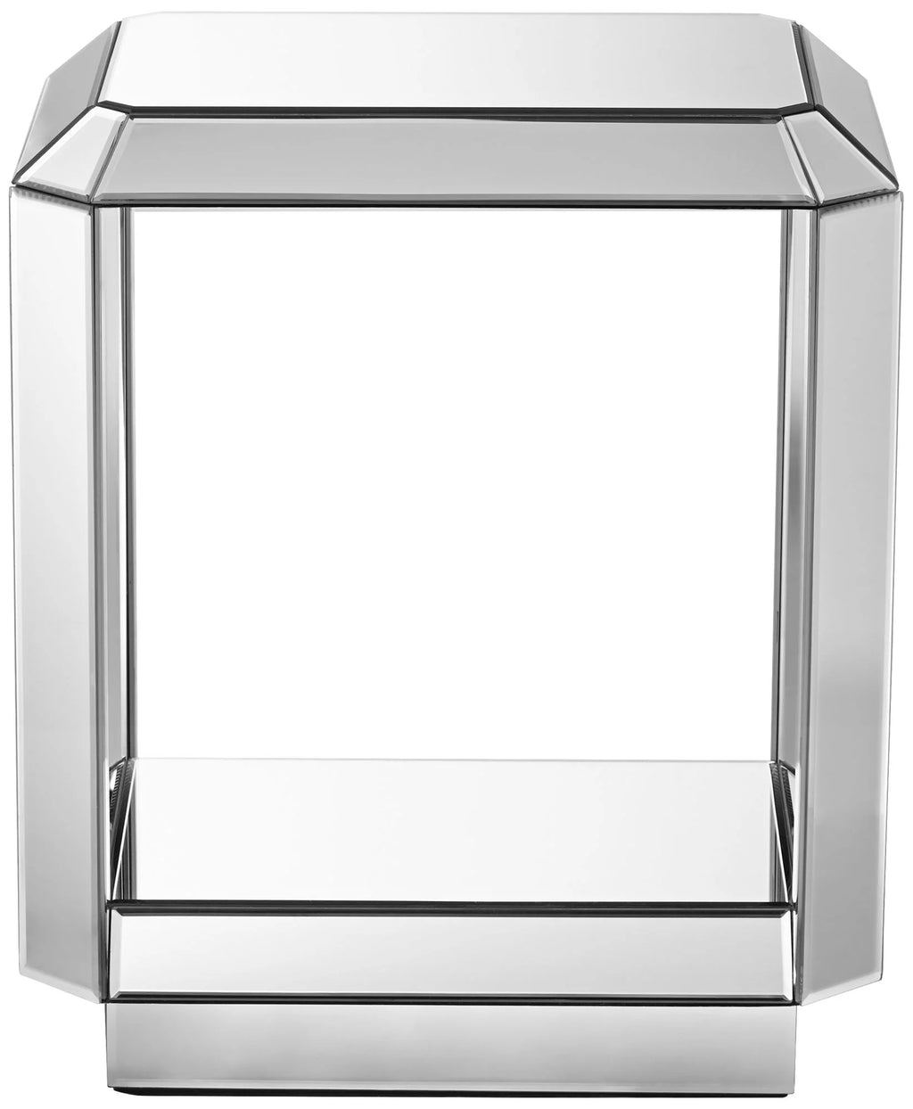 Mirrored Rectangular Accent Side End Table with Open Shelf G5294