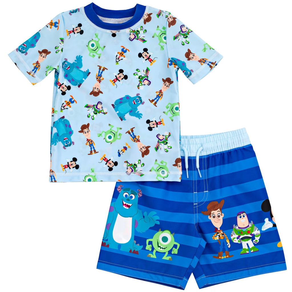 Toddler Boys Rash Guard and Swim Trunks Outfit Set D508