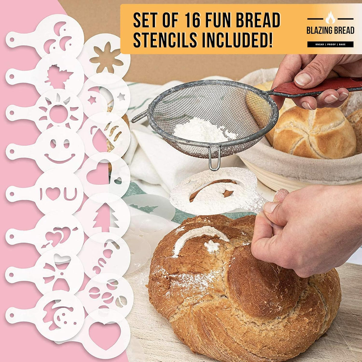 Round & Oval Proofing Baskets with Lame Whisk Dough Scraper, 100% Natural Rattan Cane U30664