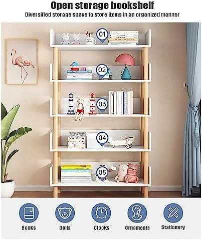 Wood 5 Tier Bookshelf U3606