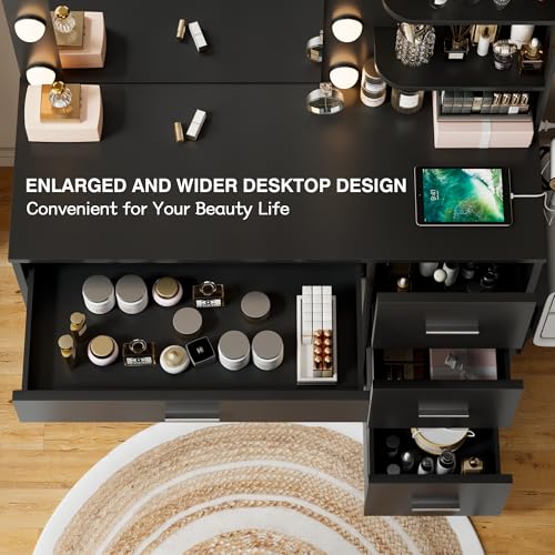White Vanity Desk with Mirror and 4 Drawers K5309