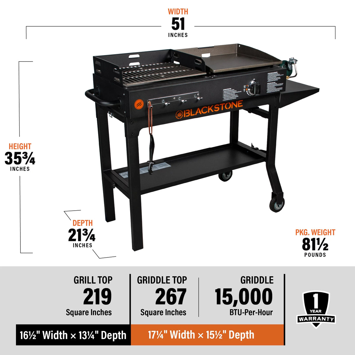 Propane Griddle and Charcoal Grill Combo D8917