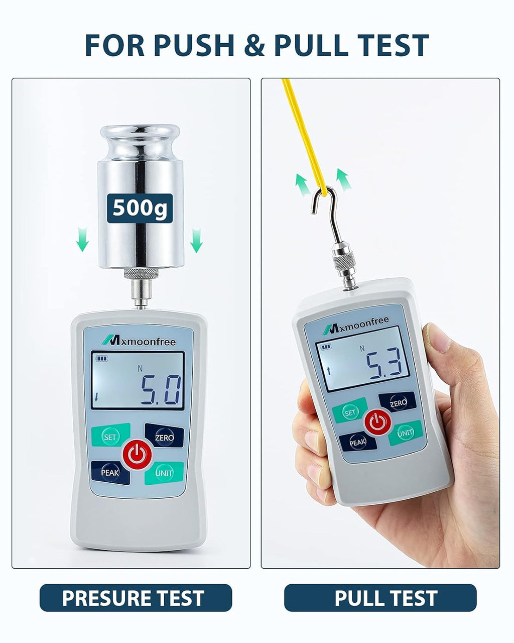 500N Digital Force Gauge Portable Force Meter with Storage Case W480791