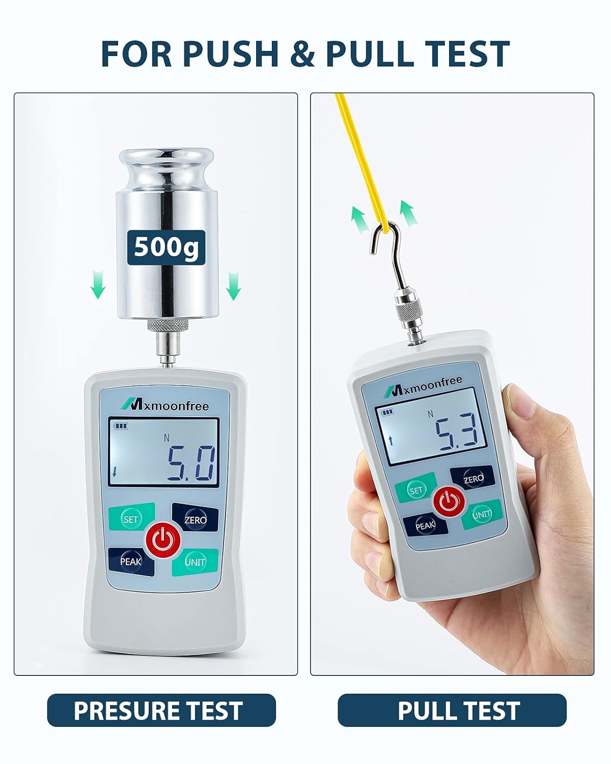 500N Digital Force Gauge Portable Force Meter with Storage Case W480791