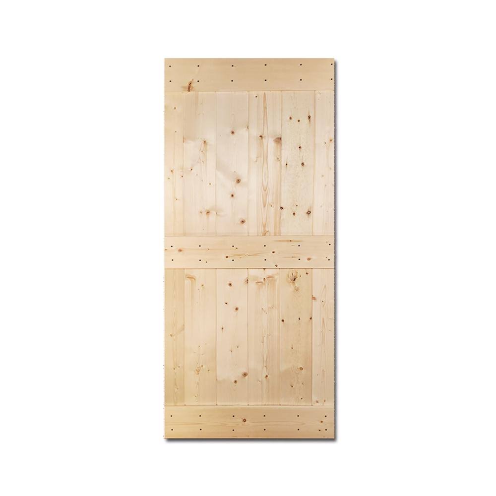 Unfinished 2 Panel Solid Knotty Pine Wood Barn Door 42 x 84 M8172
