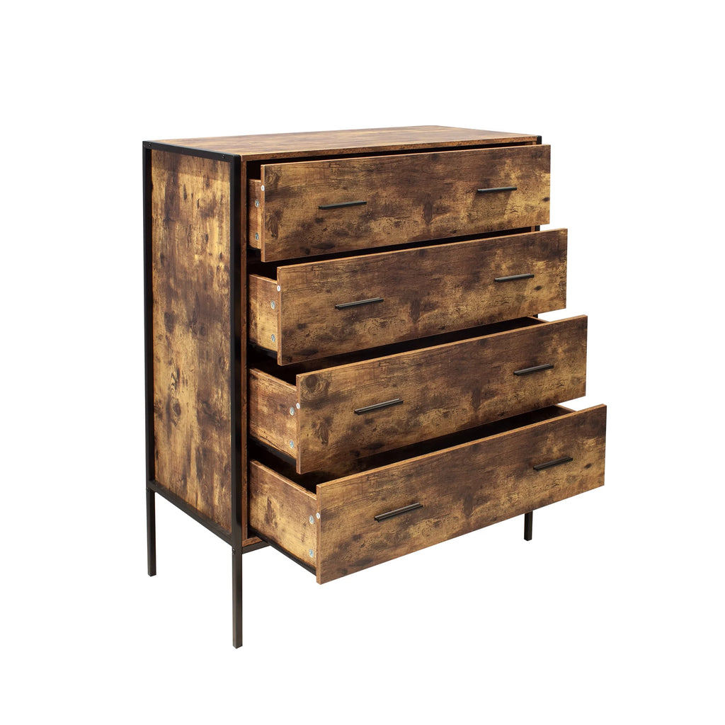Rustic Brown 4 Drawer Wood Dresser C218921