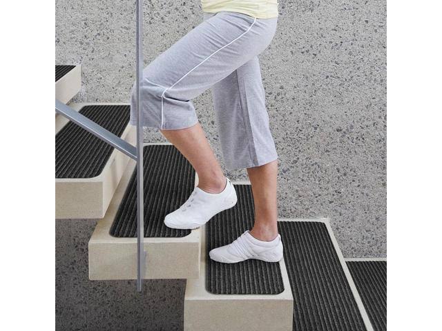 Set of 15 Skid-Resistant Carpet Stair Treads Smokey Black 9 in. x 36 in. C52083