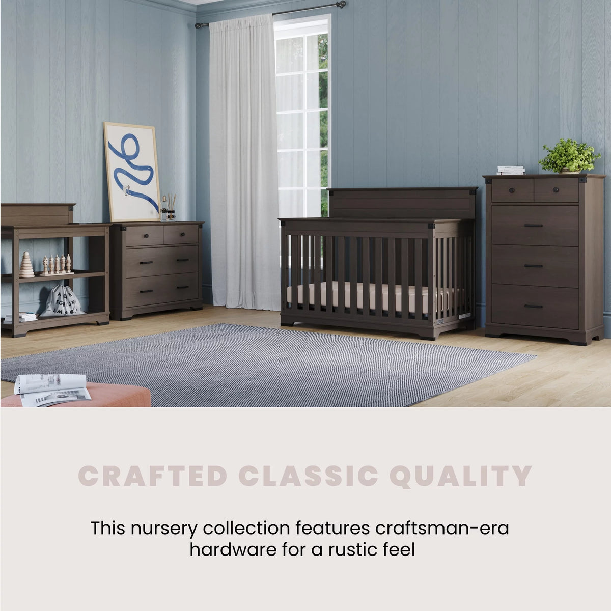 Gray 4-in-1 Convertible Crib X6369
