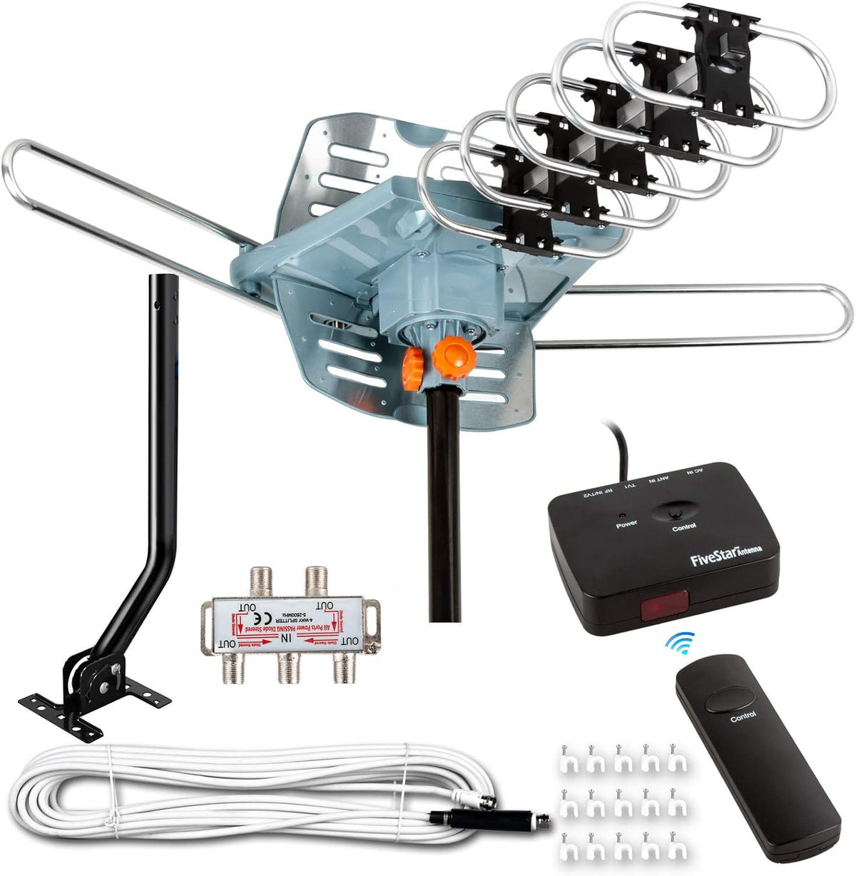 Amplified Digital Outdoor Antenna 150 Miles Range 360 Degree Rotation X2620