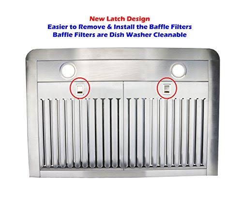 Rectangle Vent 6x22 High Stainless Steel Under Cabinet 4 Speeds 900CFM Range Hood with LED Lights E569
