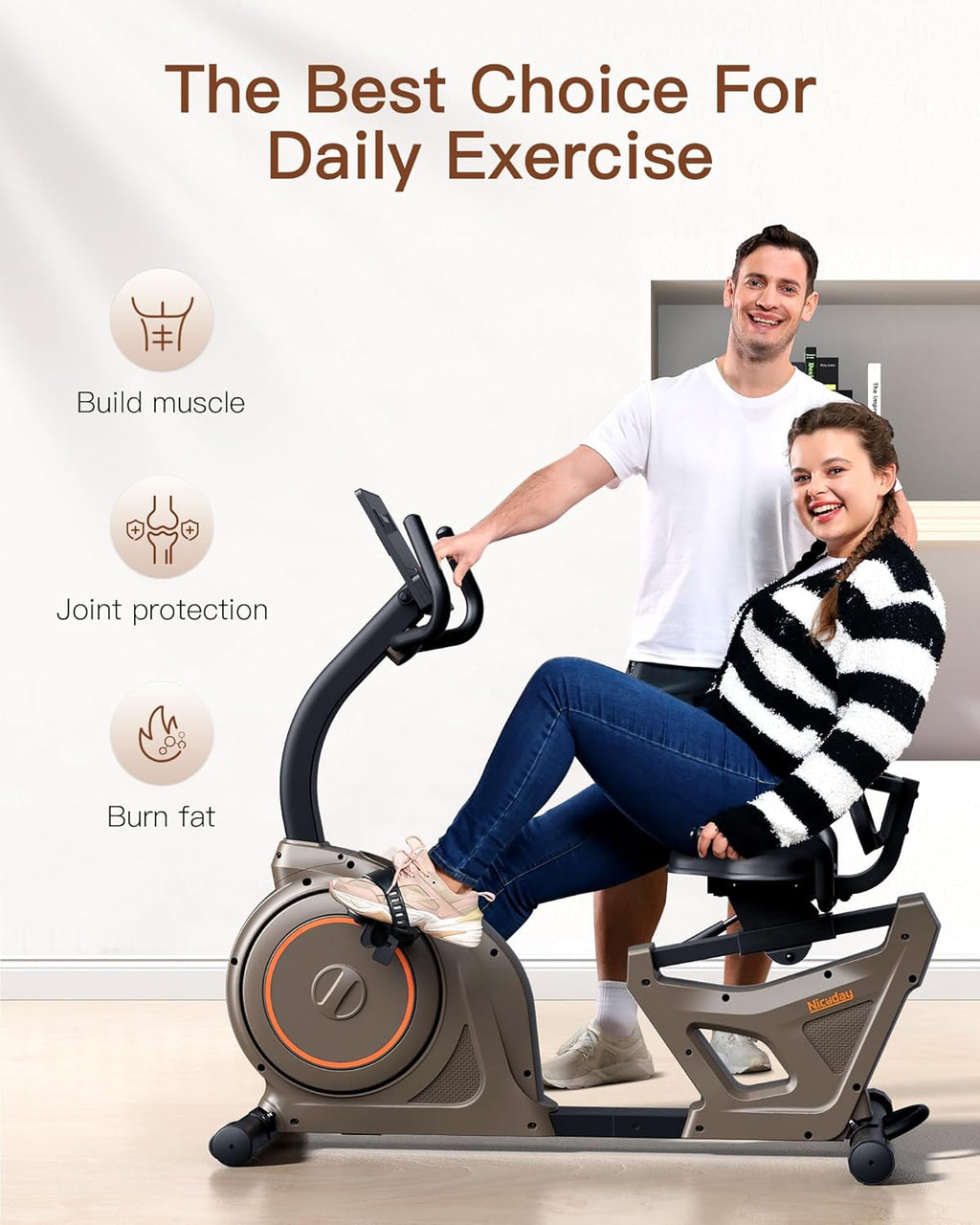 16 Resistance Levels Elliptical Machine and Recumbent Exercise Bike J4219