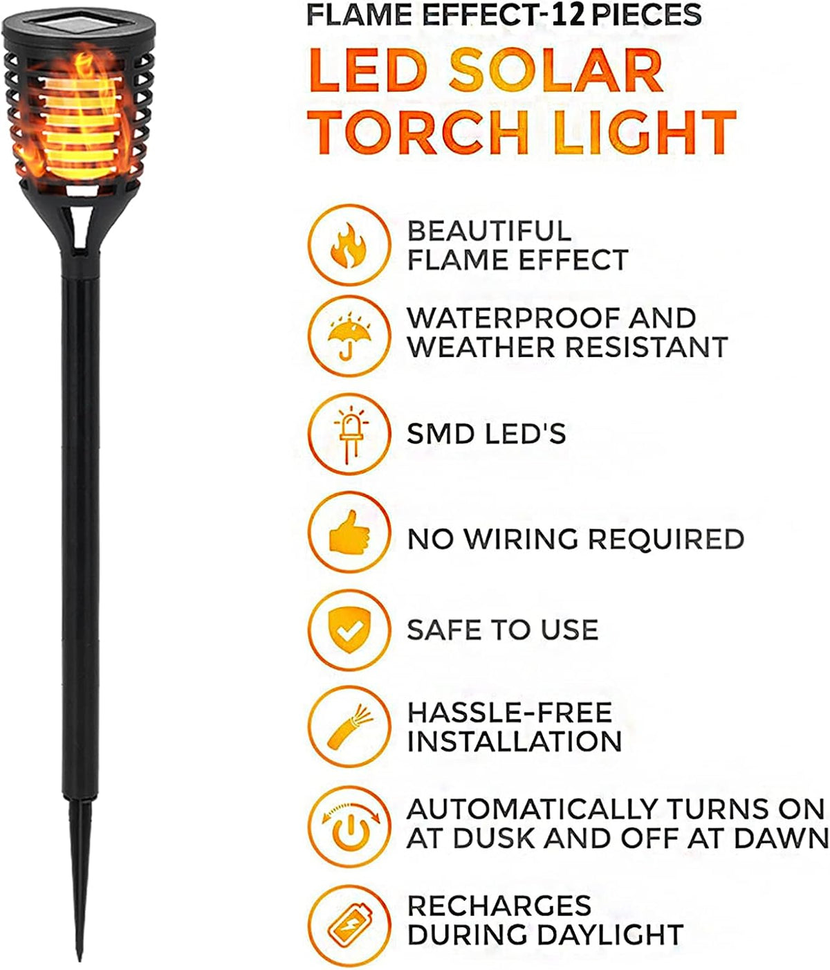 12PK Mini Solar Tiki Torches I3807