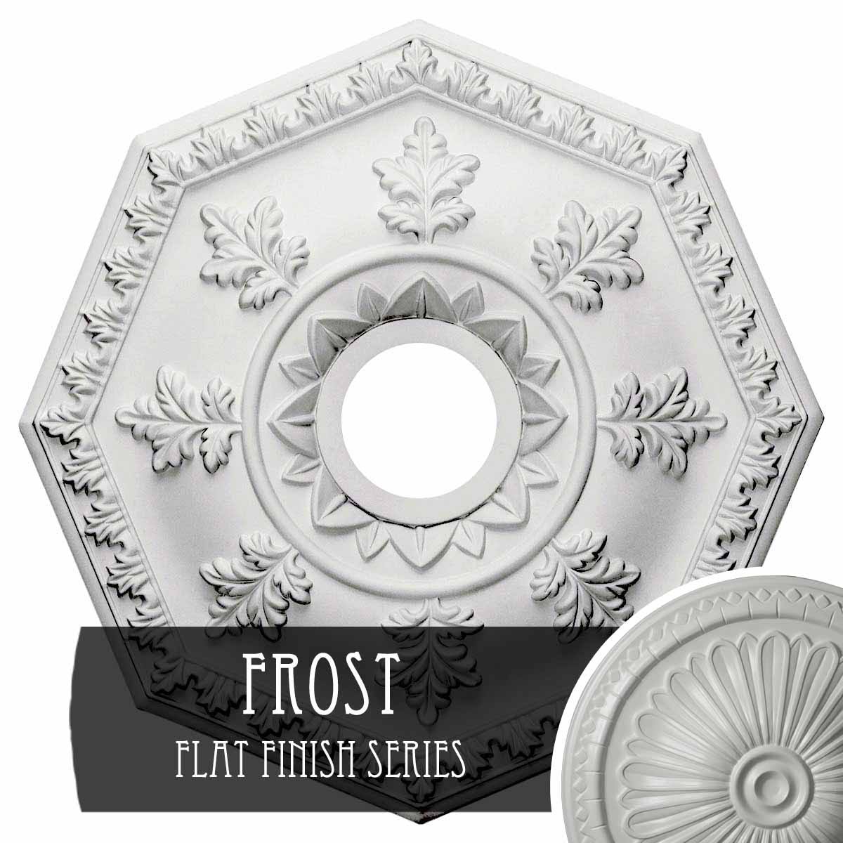 18x22OD x 3 1/2x22ID x 1 1/2x22P Hand-Painted Frost Ceiling Medallion G6978