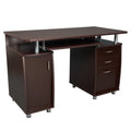 Chocolate Computer Workstation with Cabinet and Drawers T1261
