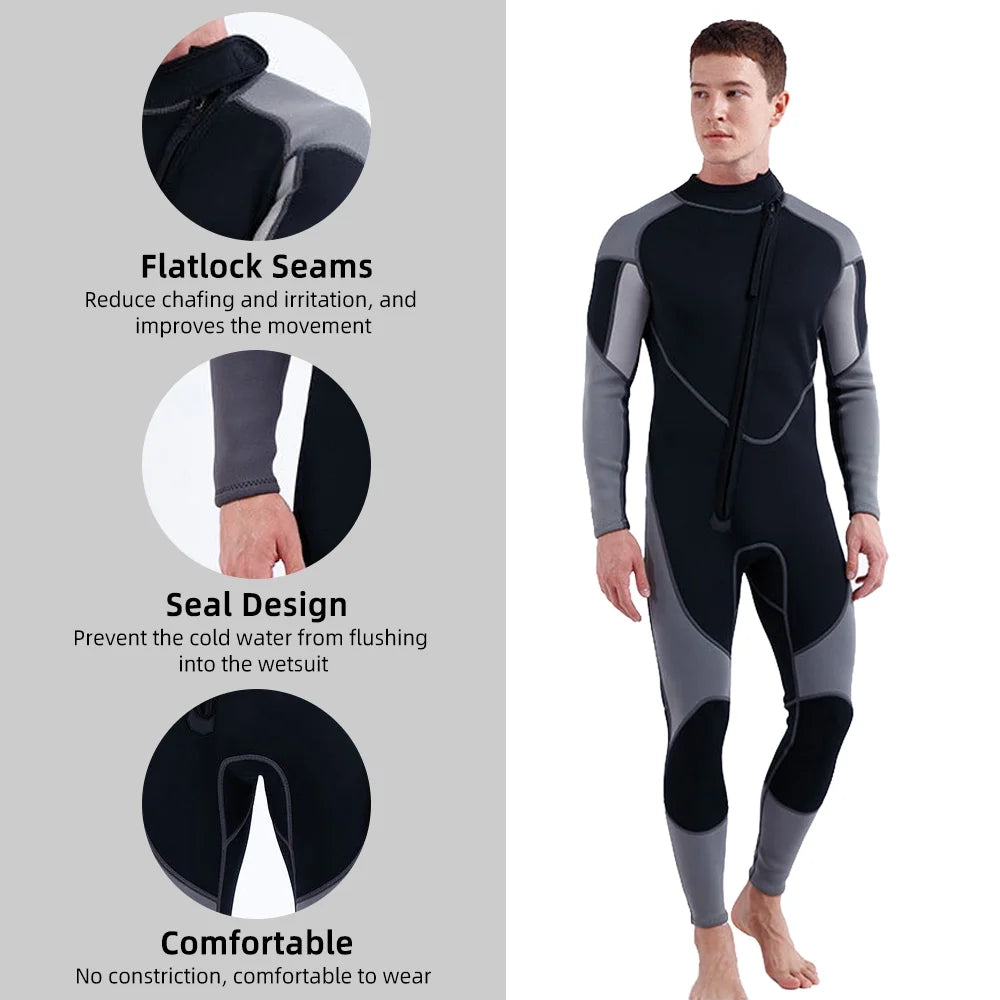 3mm Neoprene Front Zip Full Body Diving Wetsuit C295