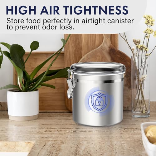 165oz Stainless Steel Airtight Canister with Clear Lid and Locking Clamp Q952
