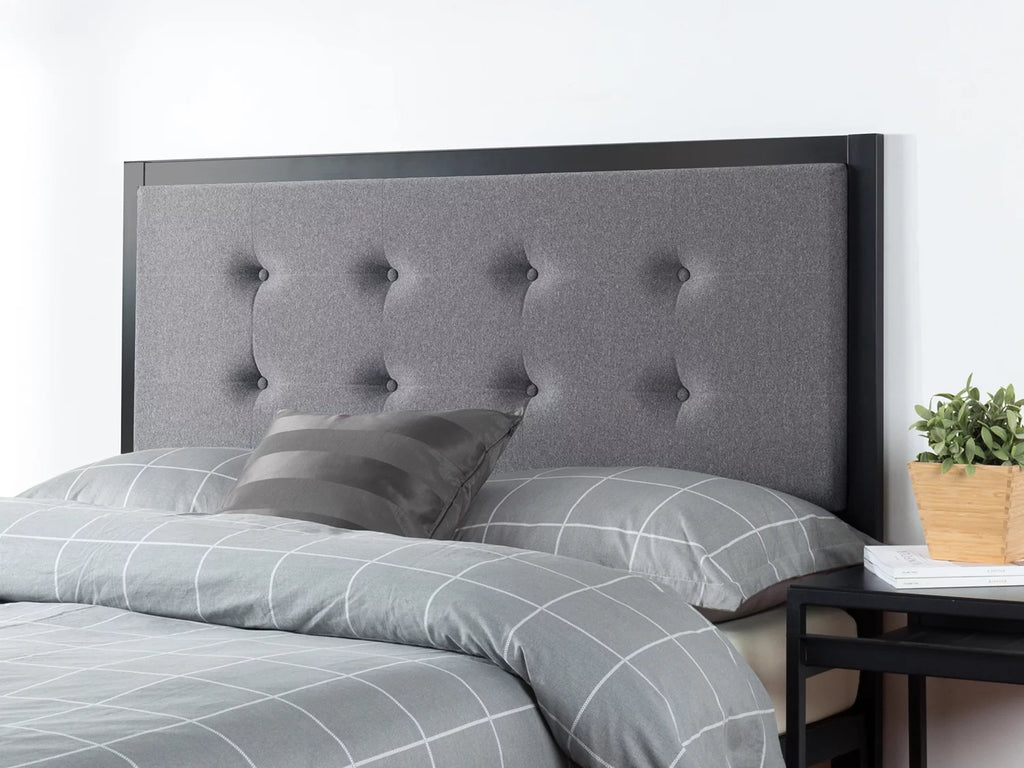 Queen Gray Upholstered Metal Headboard R849