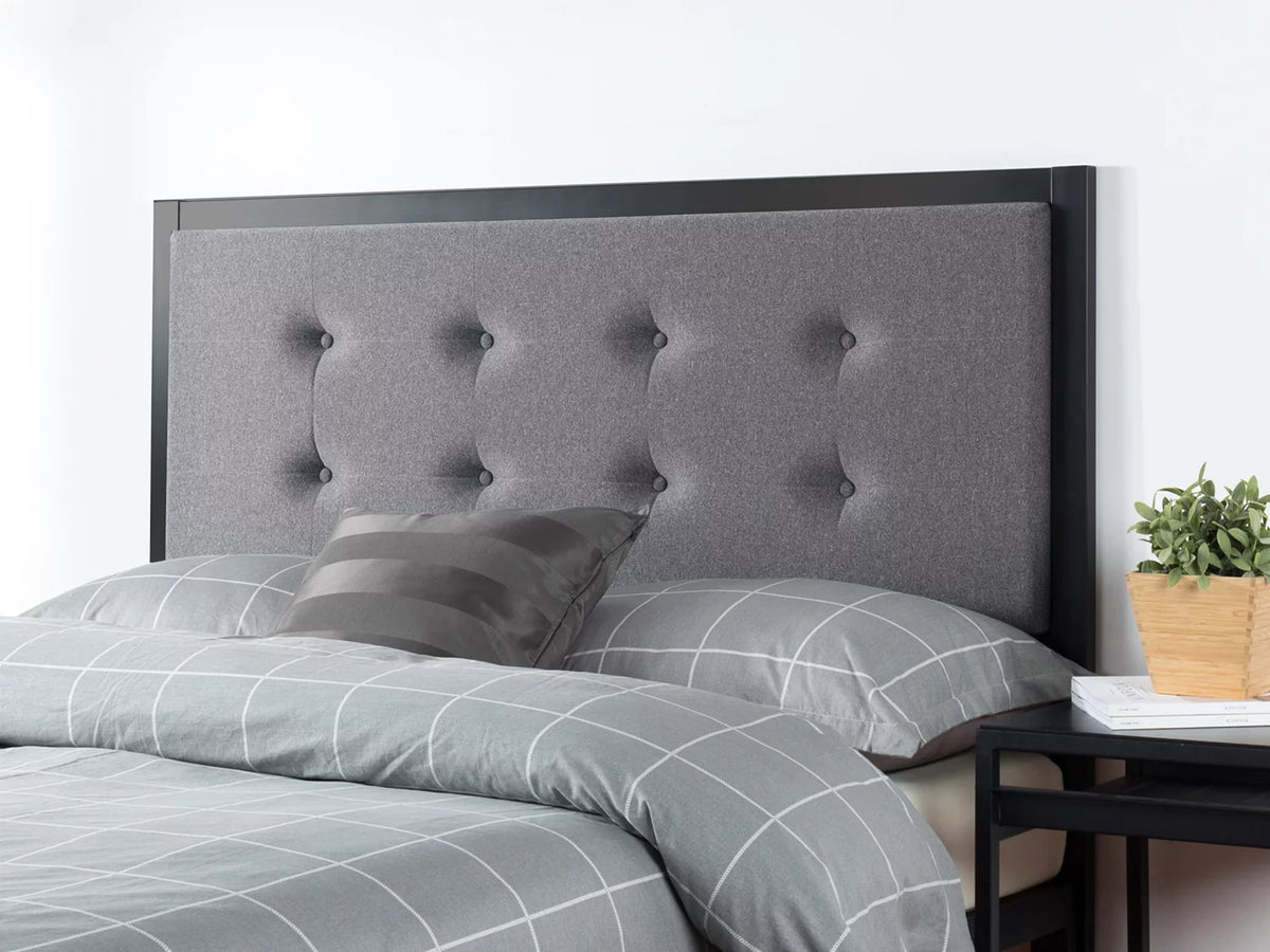 Queen Gray Upholstered Metal Headboard R849