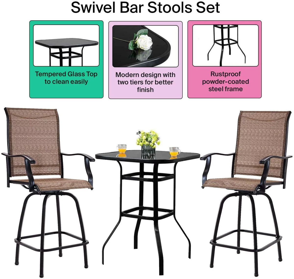 3 Piece Outdoor Furniture Set F832