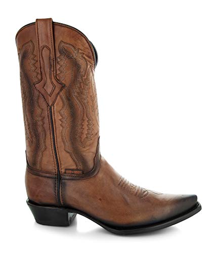 Tan Genuine Leather Snip Toe Cowboy Boots J245115